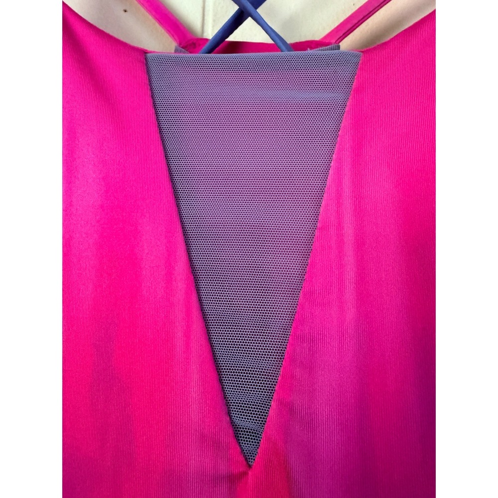 Lucky in Love Womens Pink  Ombre Mesh Panel Strappy Athletic Tank Top Size L Gym - Picture 5 of 10